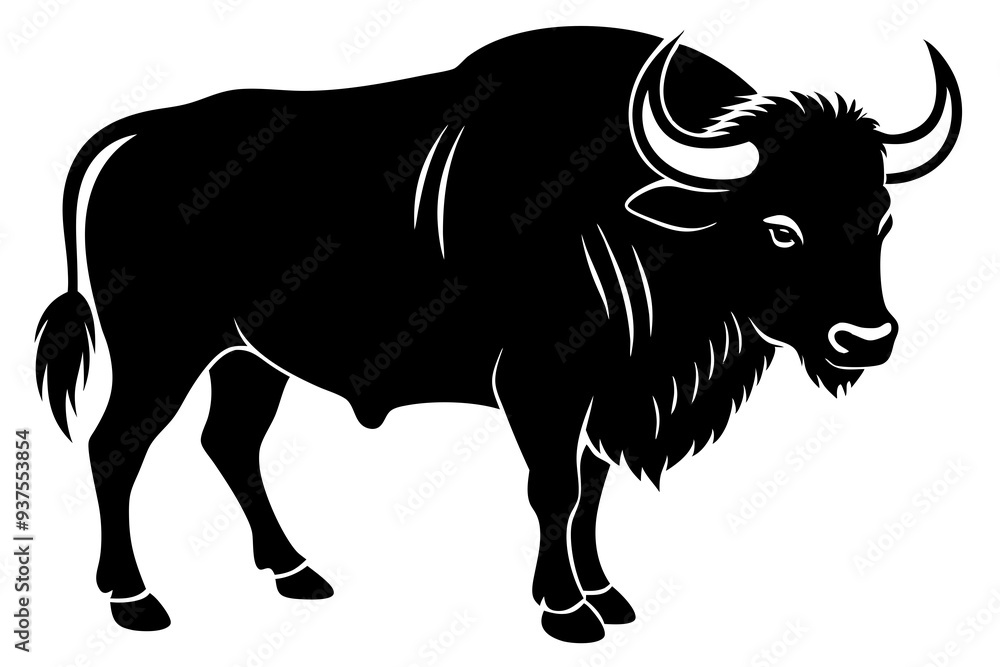Buffalo silhouette vector art illustration Buffalo silhouette vector art illustration