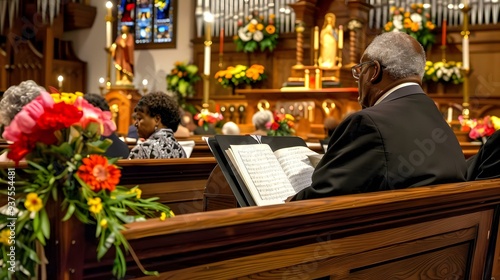 African American Man Singing in Church Choir