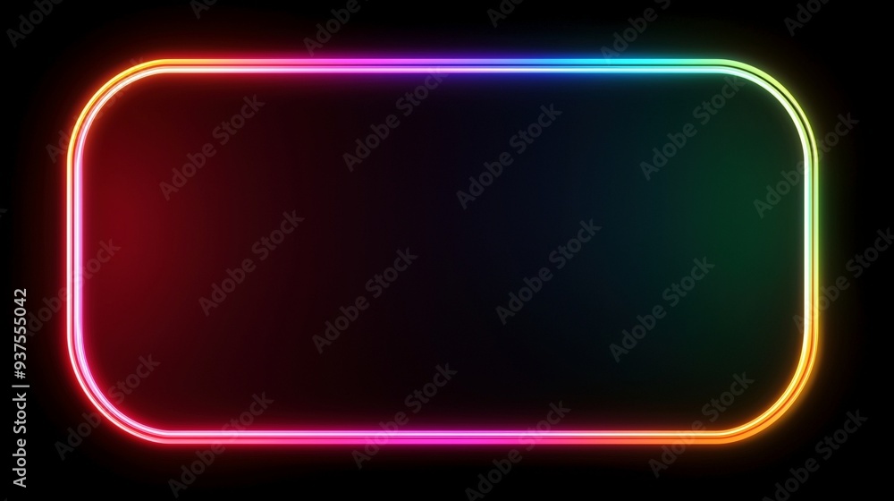 An unembellished black surface highlighted by a large oblong neon frame, adding a vibrant contrast. An unembellished black surface highlighted by a large oblong neon frame, adding a vibrant contrast.