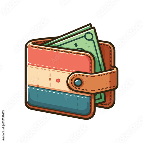 Wallet icon. Vector flat wallet illustration.