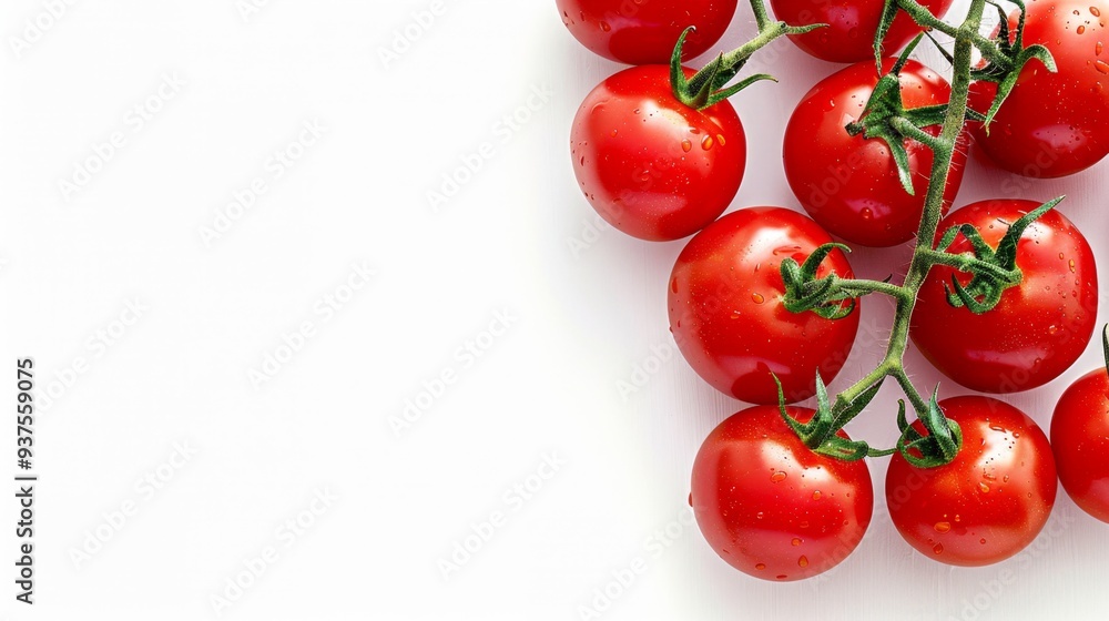Fresh Red Tomatoes on Vine Isolated on White Background Fresh Red Tomatoes on Vine Isolated on White Background