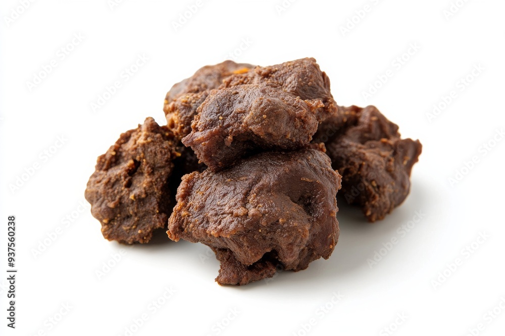Lung Rendang, This version uses cow lungs, which are cooked in the same spicy coconut milk mixture until they absorb the rich flavors. isolated on white background Lung Rendang, This version uses cow lungs, which are cooked in the same spicy coconut milk mixture until they absorb the rich flavors. isolated on white background