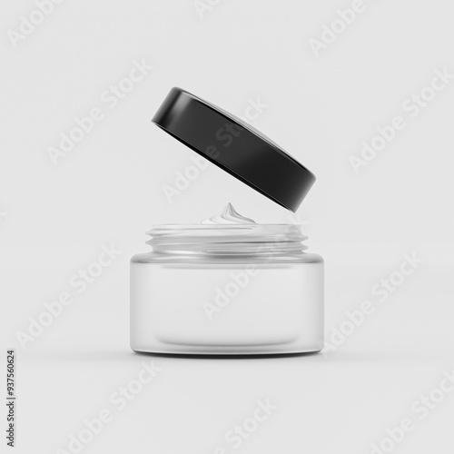 Realistic Cosmetic jar mockup for Face cream or Cosmetic product Presentation For mockup on white background.