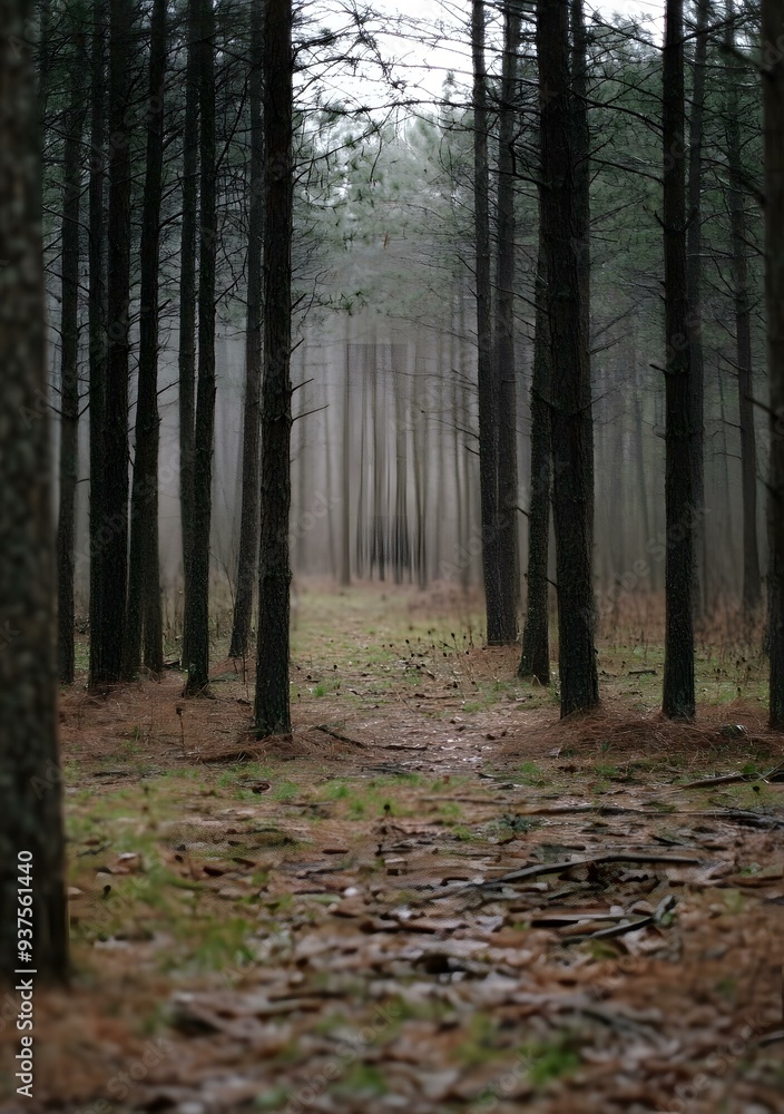 Obraz premium Forest Path in the Mist