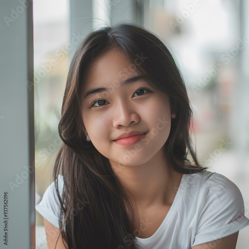 Smiling Asian Woman with Long Black Hair Wearing a White Shirt Free Download Smiling Asian Woman with Long Black Hair Wearing a White Shirt - GFXLoad