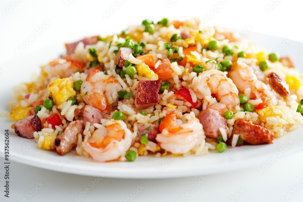 Special Fried Rice, Typically considered a deluxe version, isolated on white background