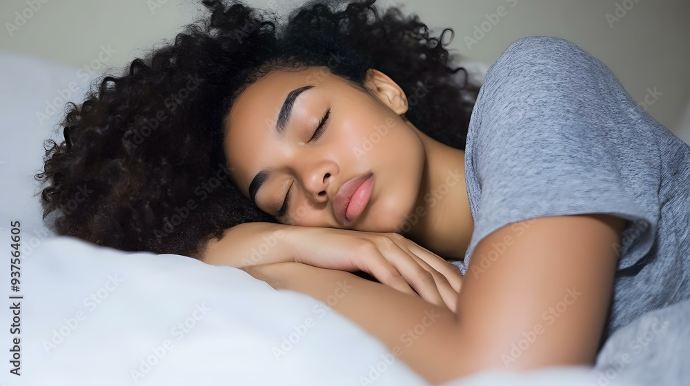 Young African American Woman Sleeping in Bed Young African American Woman Sleeping in Bed