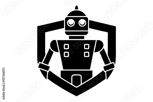 Robot logo icon silhouette vector art illustration