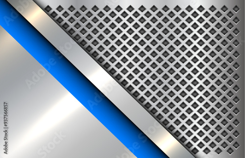 Background silver blue metallic, shiny technology design.