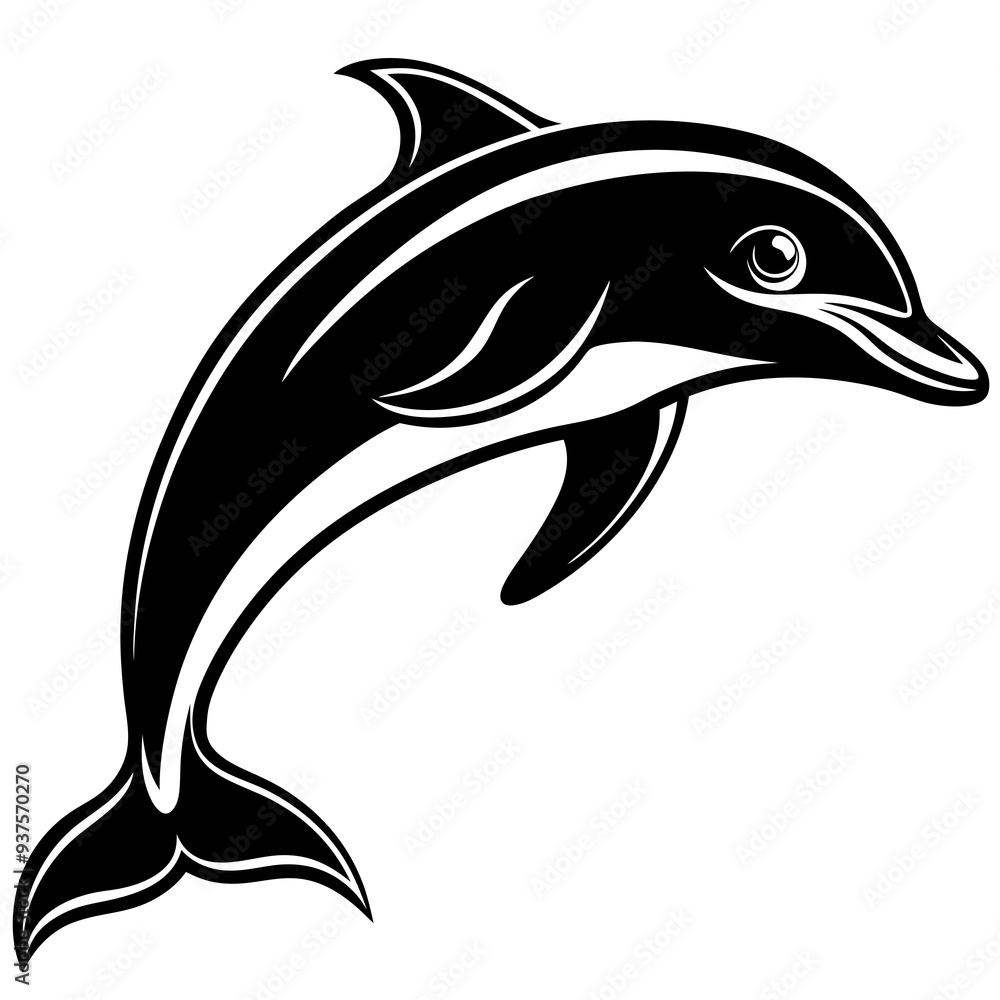 Fototapeta premium Dolphin silhouette Vector SVG