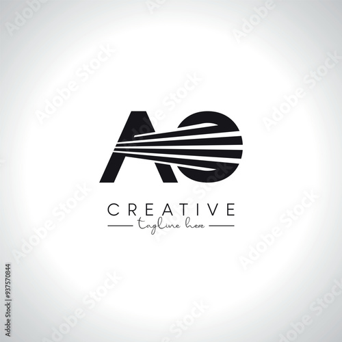 Alphabet Letter AO OA Modern Artistic Zebra Lines Logo Design. Initial Vector Template.
