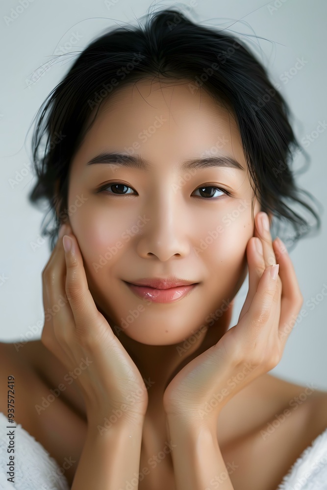 Portrait of a Beautiful Asian Woman with Clean Skin Portrait of a Beautiful Asian Woman with Clean Skin