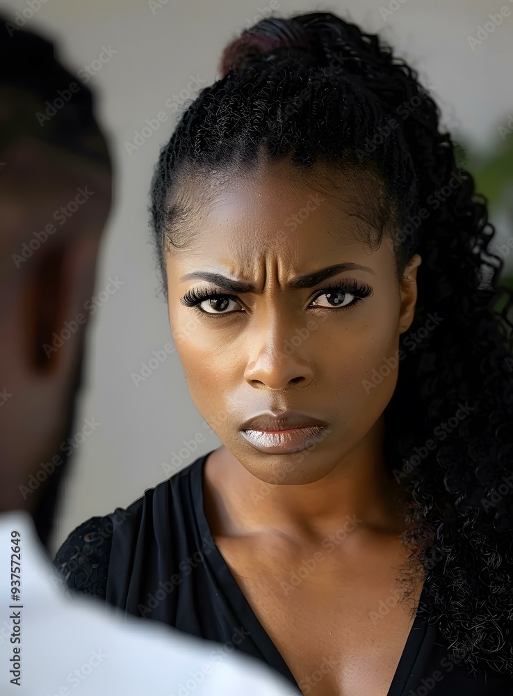 Angry Black Woman Looking at a Man Angry Black Woman Looking at a Man