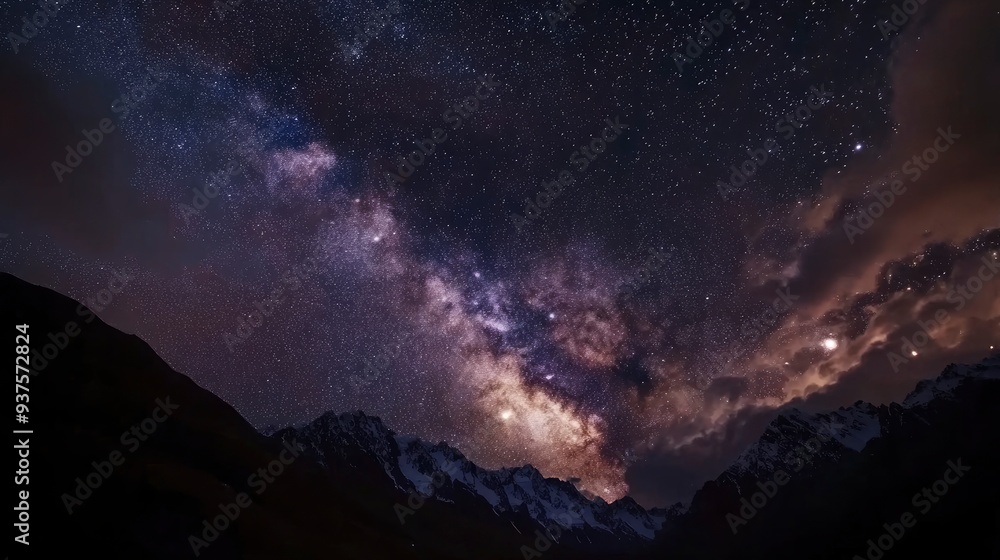 Fototapeta premium Clouds streak across the Milky Way , ai