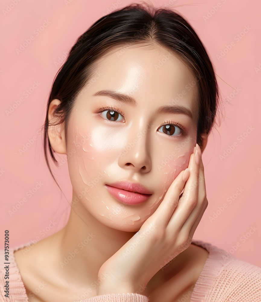 Beautiful Asian Woman Applying Facial Mask Beautiful Asian Woman Applying Facial Mask
