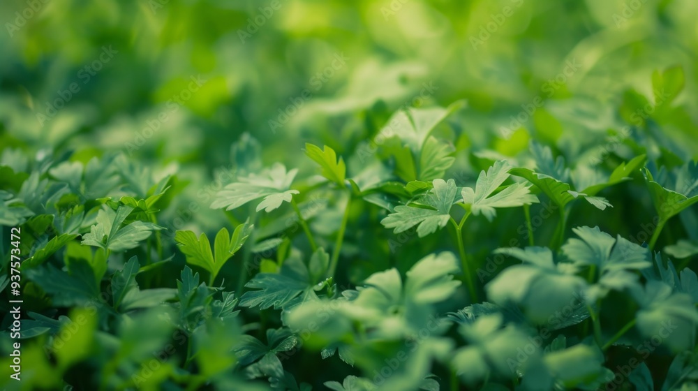 Lush Green Foliage Bathed in Sunlight in Garden Setting Lush Green Foliage Bathed in Sunlight in Garden Setting