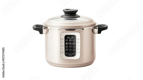 Modern electric pressure cooker with digital display and sleek design  photo