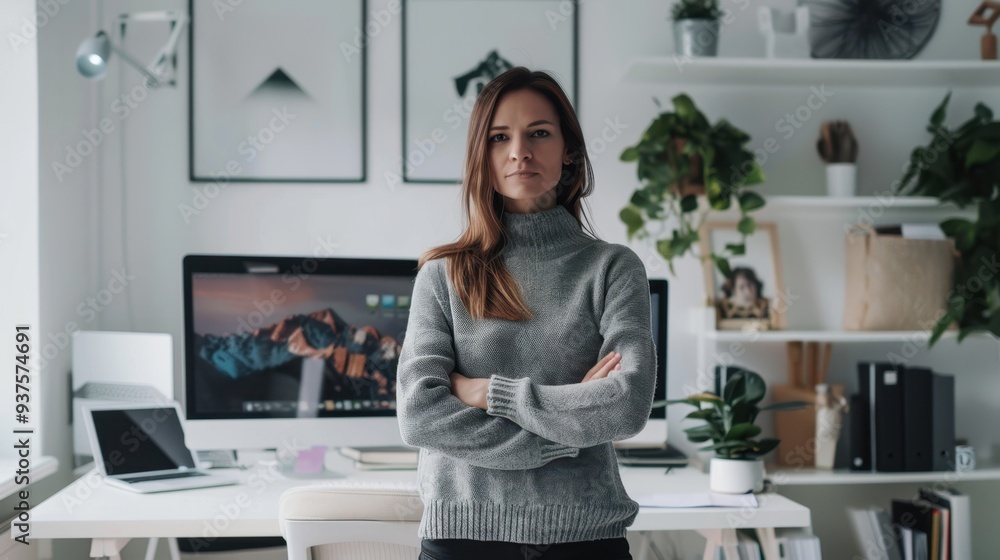 The confident woman in office. The confident woman in office.