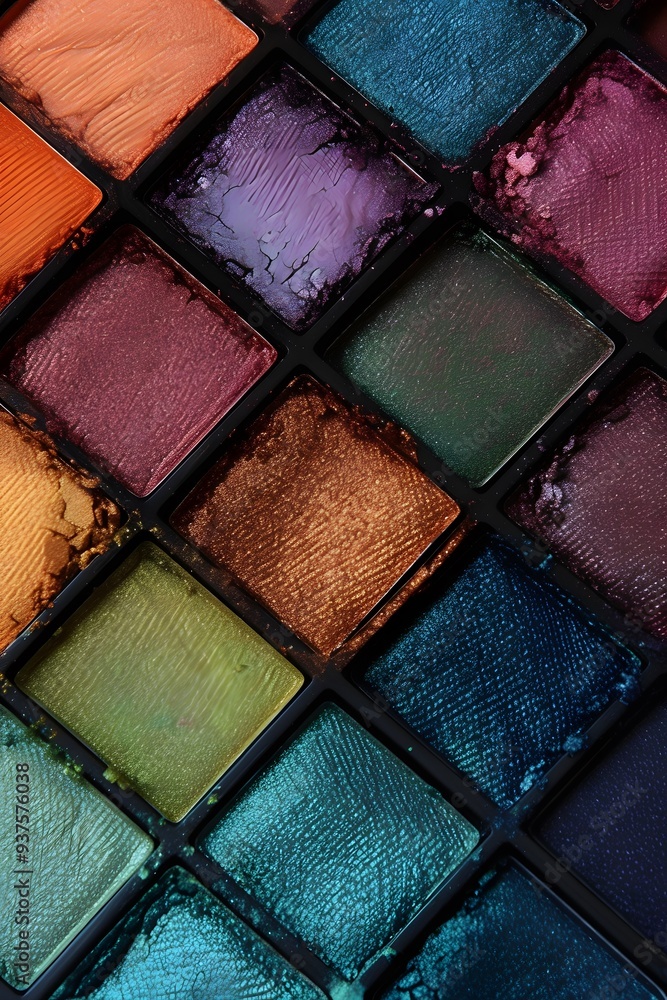 Gradient of eye-shadow colors in a single palette from a birds-eye view AI generated illustration Gradient of eye-shadow colors in a single palette from a birds-eye view AI generated illustration