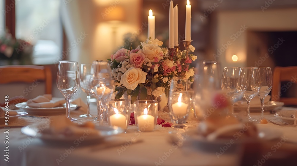 Exquisitely Decorated Wedding Reception Table Overflowing with Lush Floral Arrangements Glowing Candles and an Inviting Ambiance for Joyous Exquisitely Decorated Wedding Reception Table Overflowing with Lush Floral Arrangements Glowing Candles and an Inviting Ambiance for Joyous