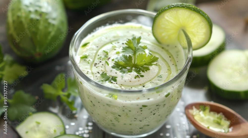 Fresh Cilantro Lime Yogurt Sauce in a Bow Fresh Cilantro Lime Yogurt Sauce in a Bow
