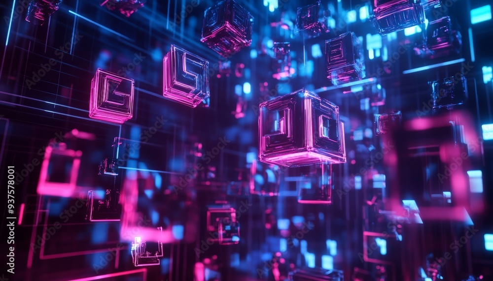 Abstract Neon Cubes. Abstract Neon Cubes.