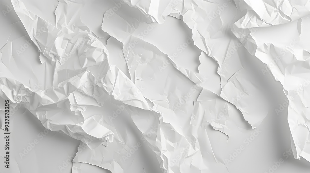 High resolution image of a white paper sheet crumpled and then spread out AI generated illustration High resolution image of a white paper sheet crumpled and then spread out AI generated illustration