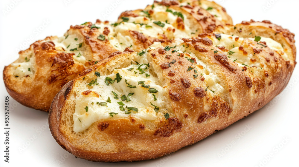 Korean cream cheese garlic bread, isolated with a clipping path on a white background, showcasing the bakery pastry without any shadow. Korean cream cheese garlic bread, isolated with a clipping path on a white background, showcasing the bakery pastry without any shadow.