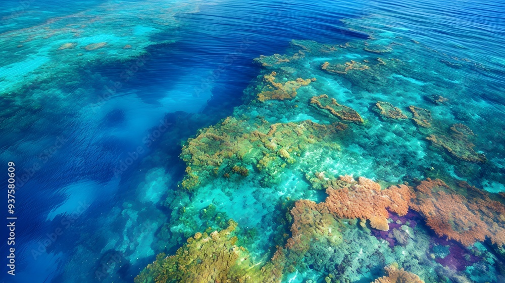 Fototapeta premium Imagery of a sprawling coral reef in vibrant pastel colors AI generated illustration