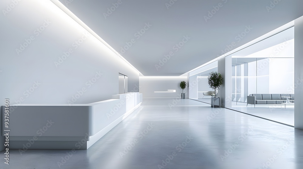 Interior of a cutting-edge business center showcasing minimalist design AI generated illustration Interior of a cutting-edge business center showcasing minimalist design AI generated illustration