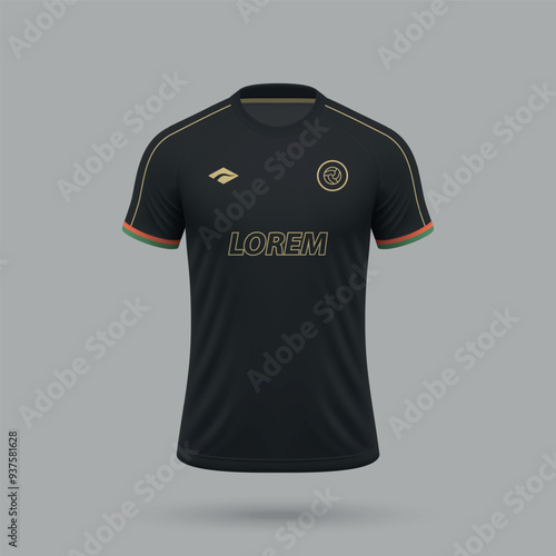 3d realistic soccer jersey in Venezia style, football shirt template 2024