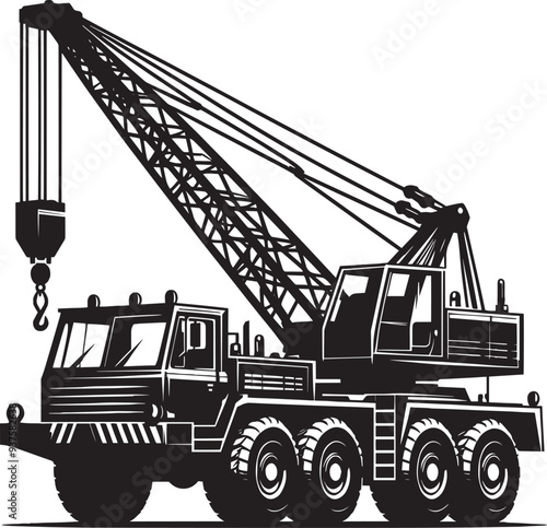 Crane heavy construction equipment silhouette vector illustration isolated on a white background