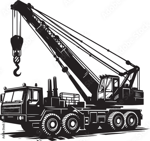 Crane heavy construction equipment silhouette vector illustration isolated on a white background