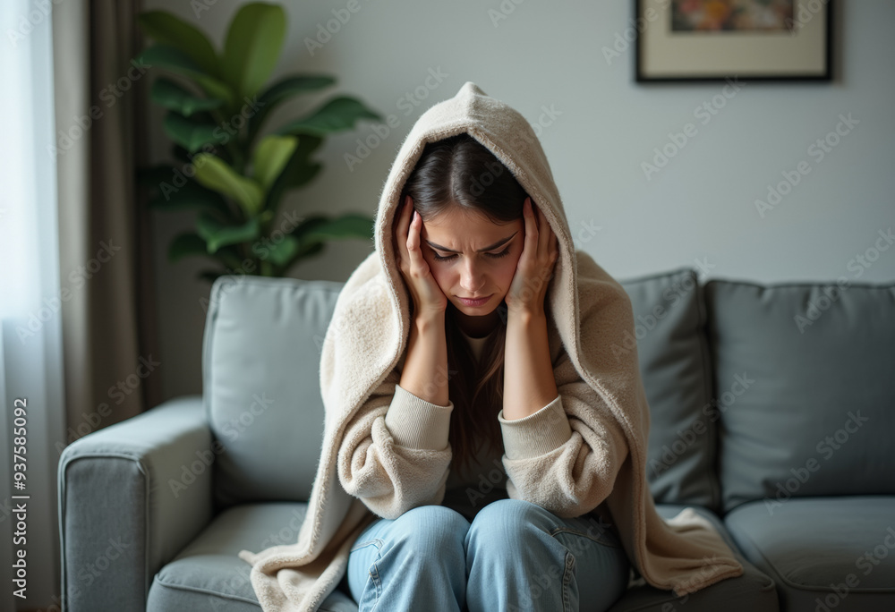 Photo of depressed young woman. Photo of depressed young woman.