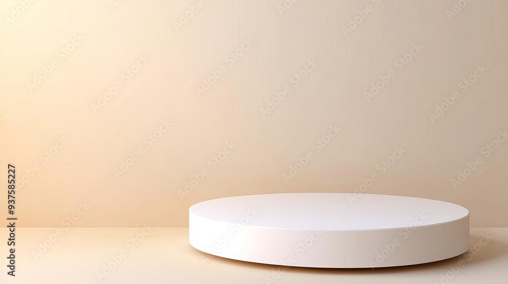 White 3D pedestal with soft gradients and subtle reflections, minimalist platform, modern design White 3D pedestal with soft gradients and subtle reflections, minimalist platform, modern design