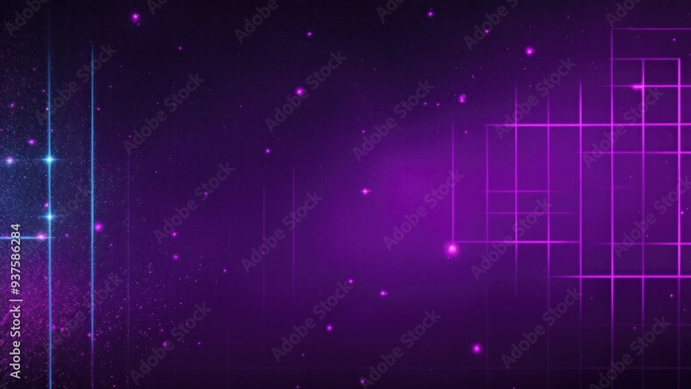 Obraz premium Abstract dark Pink digital background with sparkling blue light particles form into lines