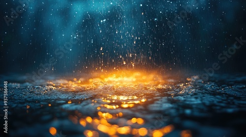 Wallpaper Mural Heavy rain falling on wet asphalt road at night creating large puddles Torontodigital.ca