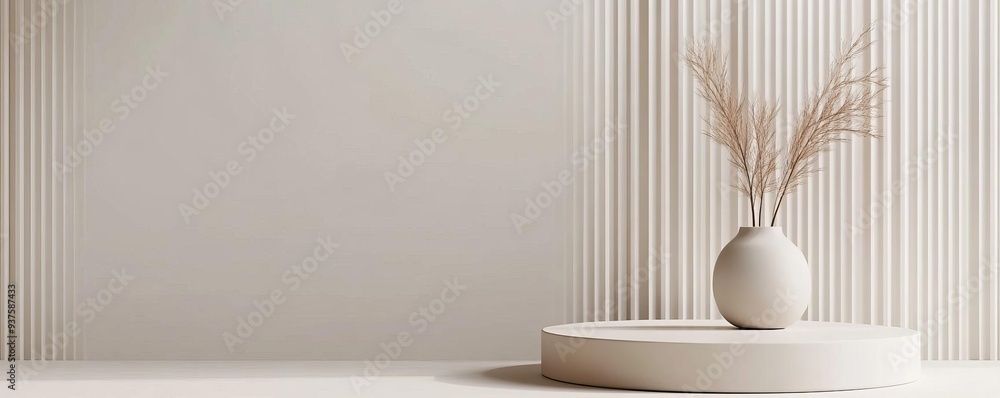 Simple 3D pedestal with clean lines and a neutral color palette, minimalist platform, subtle focus Simple 3D pedestal with clean lines and a neutral color palette, minimalist platform, subtle focus