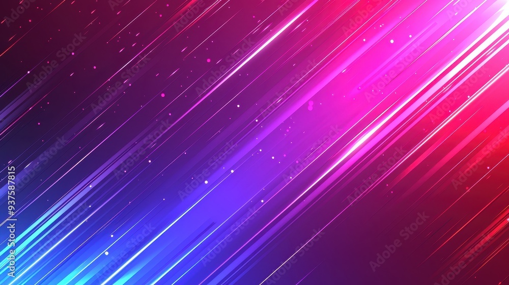 Abstract Diagonal Lines: A vibrant abstract background with diagonal lines of light in pink, blue and white on a dark purple backdrop. Perfect for creating a futuristic, energetic, or dynamic feel. Abstract Diagonal Lines: A vibrant abstract background with diagonal lines of light in pink, blue and white on a dark purple backdrop. Perfect for creating a futuristic, energetic, or dynamic feel.