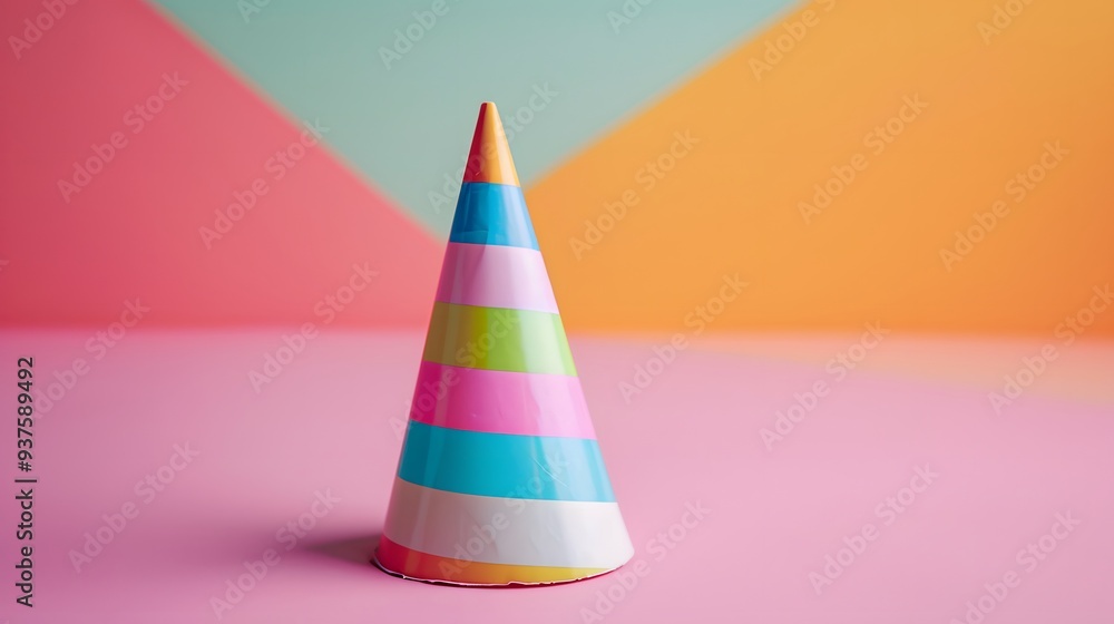 Macro perspective of a party hat in a minimalist environment AI generated illustration Macro perspective of a party hat in a minimalist environment AI generated illustration