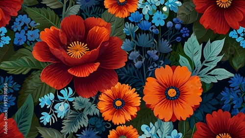 Wallpaper Mural  Traditional hand painted tole design for a canal boat or a narrow boat.  Torontodigital.ca