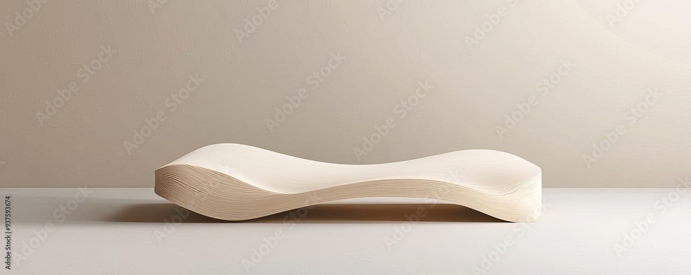 Floating 3D display with smooth surfaces and subtle curves, elegant design, minimalist focus Floating 3D display with smooth surfaces and subtle curves, elegant design, minimalist focus