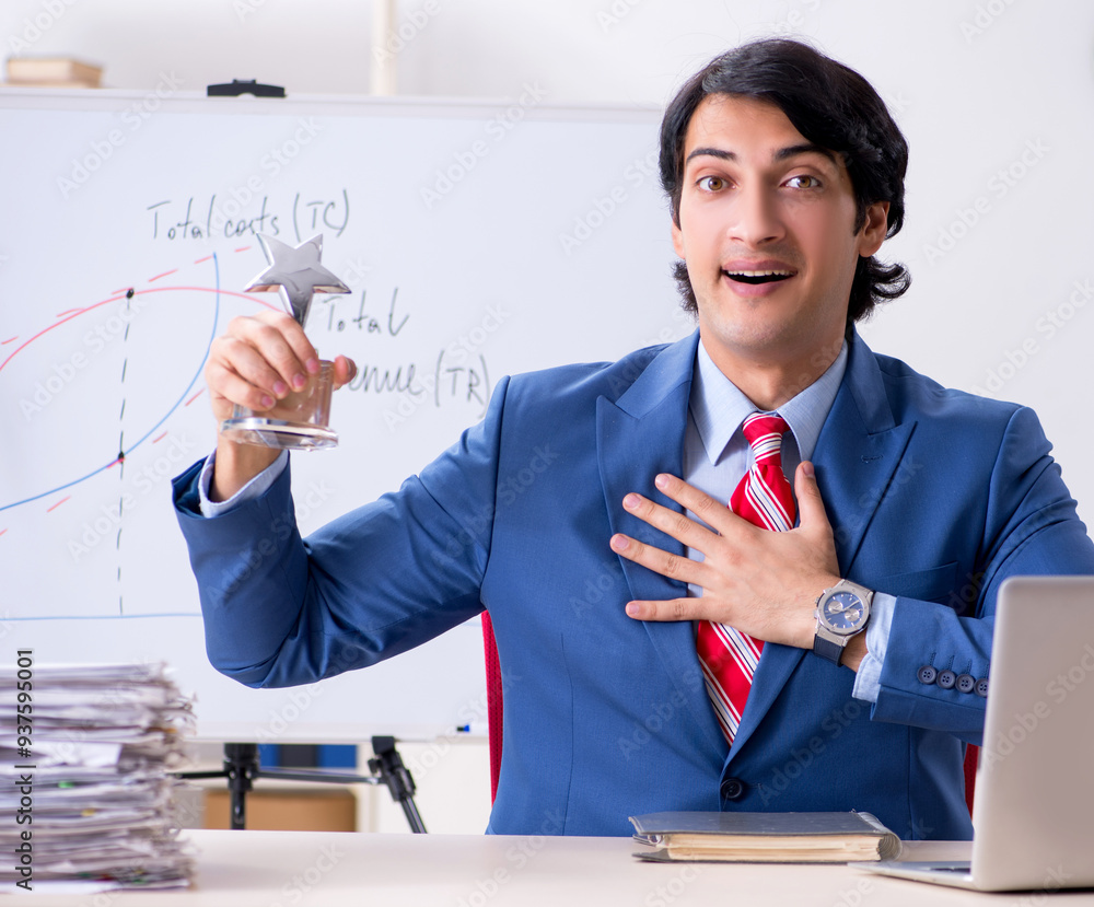 Busy businessman explaining business charts Busy businessman explaining business charts