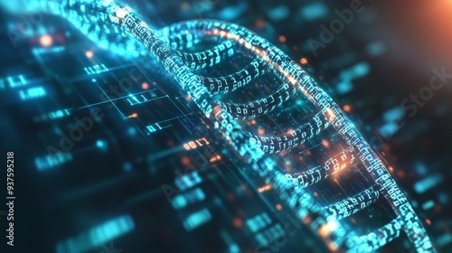 Digital DNA Helix with Binary Code.