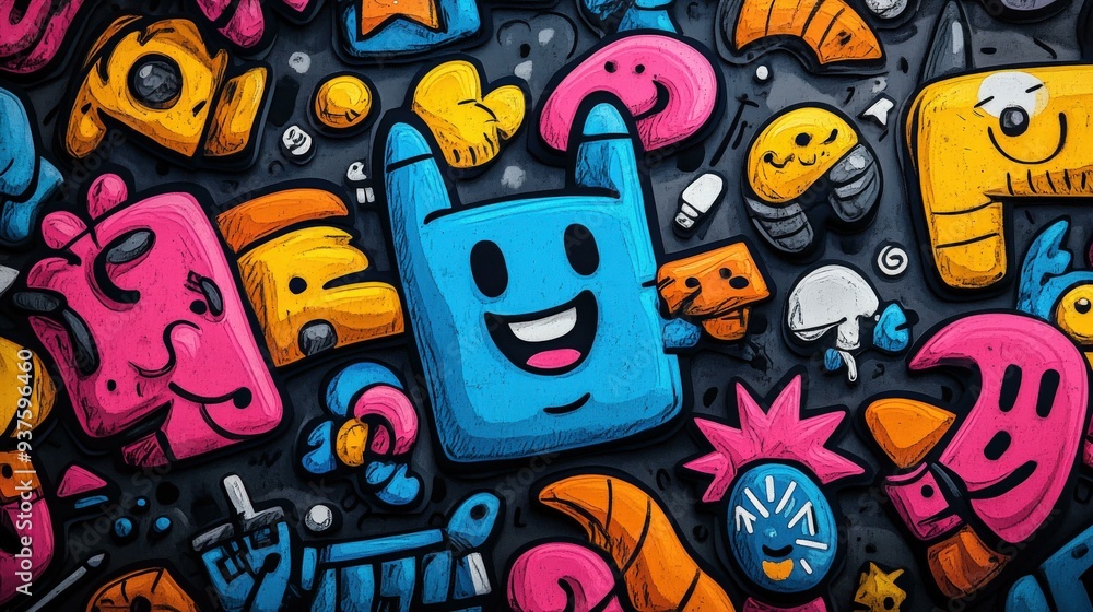 Obraz premium Colorful Doodle Wall