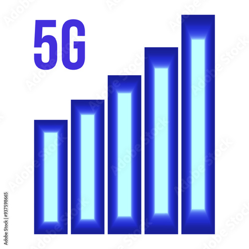 5G strenght mobile signal symbol template design isolated transparent background. Vector illustration for mobile technology banner poster design.