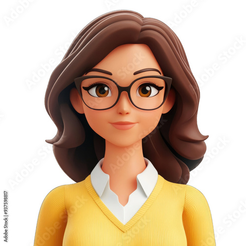 Business woman in a 3d cartoon style.
