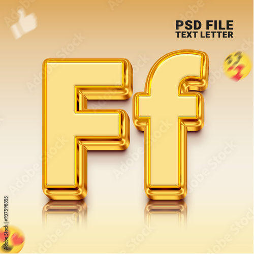 PSD 3d capital letter f font.eps