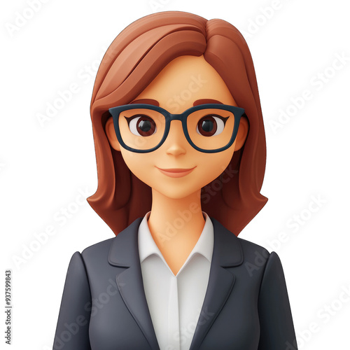 Business woman in a 3d cartoon style.