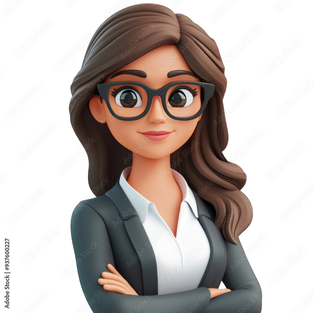 Business woman in a 3d cartoon style. Business woman in a 3d cartoon style.